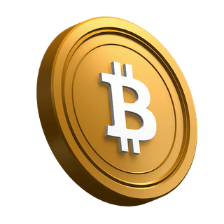 Elemento visivo nella sezione hero con moneta Bitcoin BTC inclinata