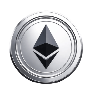 Elemento grafico di una moneta della criptovaluta Ethereum ETH che fluttua